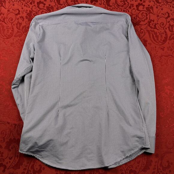 Mizzen Main Performance Shirt Mens M Blue Check Trim Fit Maylard Button Lng Slv - Picture 7 of 8